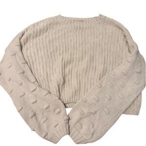 Moon & Madison Cream Swiss Dot Balloon Sleeve Sweater Women's Large